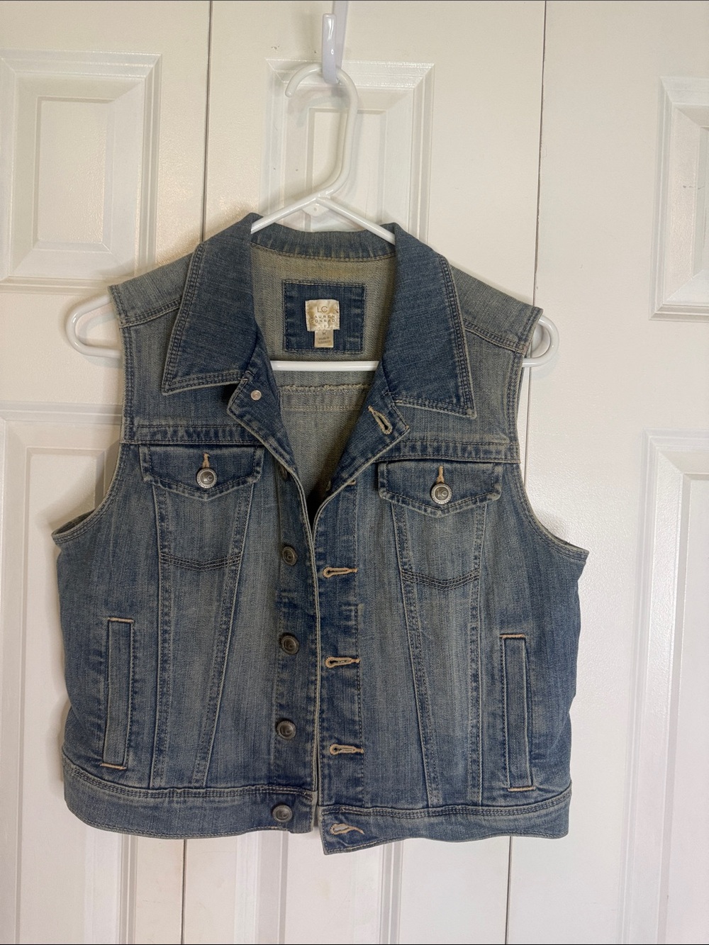 LAUREN CONRAD Denim Cropped Vest